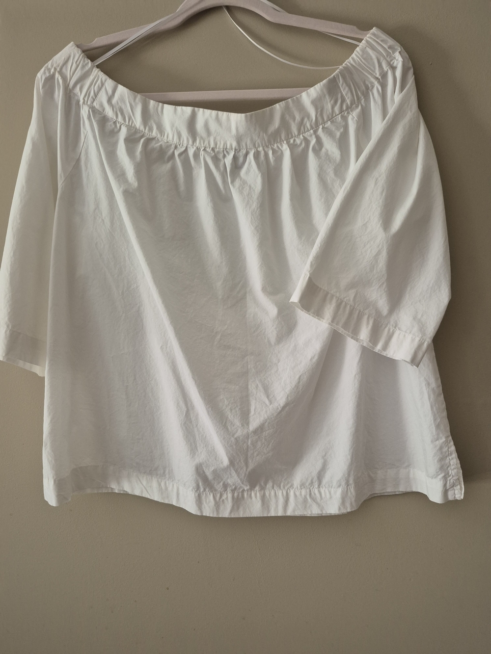 Madewell White Elastic Off-Shoulder Blouse Sz Lg